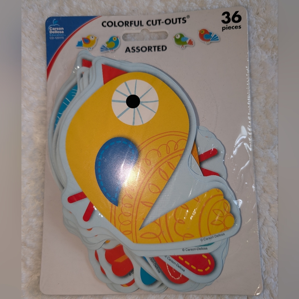 🆕 Boho Birds Carson Dellosa Colourful Bird Classroom Cut-Outs 36 Pc 6" x 4" 🐦